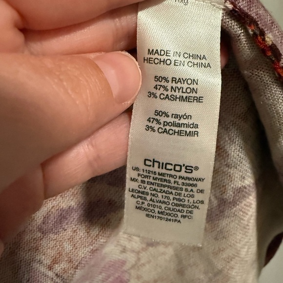 Chico’s Mixed Soiree Long Sleeve Open Cardigan Size 1 Medium NWT Cashmere Blend - Picture 8 of 10